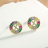 Brass Colorful Cubic Zirconia Stud Earrings WG39B88-24-1
