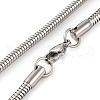 Non-Tarnish 304 Stainless Steel Round Snake Chain Necklaces for Women NJEW-G140-06E-P-3