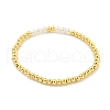 Brass & ABS Plastic Imitation Pearl Round Beaded Stretch Bracelets for Women BJEW-G704-02G-2