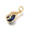 Brass Cubic Zirconia with Glass Pendants KK-M295-04G-2