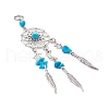 6Pcs 6 Styles Natural & Synthetic Mixed Gemstone & Alloy Woven Web/Net with Feather Big Pendants PALLOY-JF03443-4