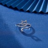 Rhodium Plated 925 Sterling Silver Cat Open Cuff Ring for Women JR861A-5