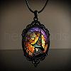 Oval Gothic Alloy Glass Halloween Pendant Necklaces for Women FS-WG73C21-01-1