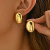 Stainless Steel Classic Oval with Cross Stud Earrings EO1132-1