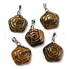 Natural Tiger Eye Carved Pendants G-I319-02P-A06-1