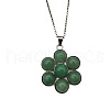 Natural Green Aventurine Flower Pendant Necklace FO7861-14-1