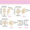CREATCABIN 6 Pairs 3 Style Flower Brass Cubic Zirconia Stud Earring Findings KK-CN0003-19-2