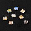 2-Hole Square Glass Rhinestone Buttons BUTT-D001-E-2