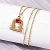 304 Stainless Steel Glass Drill Birth Stone Constellation Pendant Necklaces STAS-D305-08G-G-5