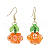 Halloween Theme Pumpkin Handmade Glass Seed Beaded Dangle Earrings EJEW-MZ00480-01-2