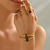 Oval Natural Agate Cuff Bangle & Ring Sets for Women KS8152-4
