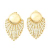 Brass Clear Cubic Zirconia Flat Round Stud Earrings EJEW-C147-03G-4