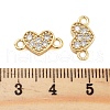 Rack Plating Brass Pave Clear Cubic Zirconia Heart Links Connector Charms KK-S379-26G-3