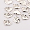Wedding Theme Antique Silver Tone Tibetan Style Heart with Father of the Groom Rhinestone Charms TIBEP-N005-13D-2