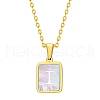 Shell Rectangle Pendant Initial Necklaces PW-WGEBFCF-09-1