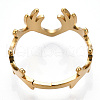 Ion Plating(IP) 304 Stainless Steel Deer Antler Adjustable Ring for Women RJEW-T027-06G-4