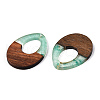 Transparent Resin & Walnut Wood Pendants RESI-ZX017-24-2