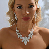 Leaf Brass Crystal Rhinestone Pendant Necklaces & Stud Dangle Earrings Sets FS-WG7504E-01-2