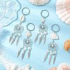 4Pcs Tibetan Style Alloy with Natural Shell & Synthetic Turquoise Keychains KEYC-JKC01179-1