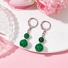 Round Natural Malaysia Jade Dangle Earrings EJEW-JE05536-01-3