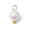 Wrinkle Textured Shell Pearl Round Charms PALLOY-JF03823-01-3