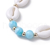 Adjustable Acrylic Shell Shape Braided Bead Bracelet for Women BJEW-JB10099-3