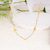 Bohemian Beach Vacation Brass Enamel Sunflower Handmade Link Chain Necklaces Women's Date Gift HM4276-8