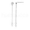 925 Sterling Silver Stud Earring Findings with Cubic Zirconia STER-T007-24P-2