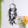 Three Circle Moon-shaped Woven Net/Web with Feather with Iron Home Crafts Wall Hanging Decoration PW-WG71485-01-2