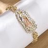 Brass Micro Pave Clear Cubic Zirconia Flower Link Bracelets for Women BJEW-U044-03A-G-1