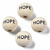 Printed Natural Wood European Beads WOOD-T019-46-2