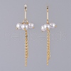 Eco-Friendly Glass Pearl Dangle Stud Earrings EJEW-JE03813-03-2