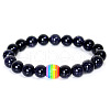 Synthetic Blue Goldstone Round Beaded Stretch Bracelets ZA0541-7-1