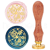 Brass Wax Seal Stamp with Rosewood Handle AJEW-WH0412-0020-1