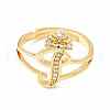 Clear Cubic Zirconia Initial Letter with Crown Adjustable Ring RJEW-M139-17I-2