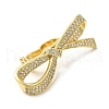 Rack Plating Brass Micro Pave Clear Cubic Zirconia Twister Clasps KK-F863-04G-2