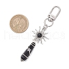 Copper Wire Wrapped Natural Obsidian Pointed Bullet Pendant Decorations HJEW-JM03104-07-3