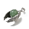 Natural Green Aventurine Round Pendants G-K339-03AS-12-2