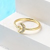 Adjustable Brass Micro Pave Clear Cubic Zirconia Cuff Rings ZIRC-Z002-09G-2