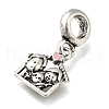 Rack Plating Alloy Pink Enamel European Dangle Charms PALLOY-A009-09AS-2