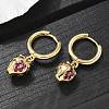 Brass Cubic Zirconia Hoop Earrings EJEW-Q015-01G-E-4