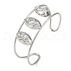 Non-Tarnish 304 Stainless Steel Wide Hollow Textured Horse Eye Opaen Cuff Bangles BJEW-Q348-06P-02-1