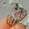 Oval Alloy Micro Pave Colorful Cubic Zirconia Finger Rings FS-WG843A4-05-2