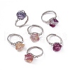 Flower Natural Fluorite Adjustable Rings KK-G273-10P-1