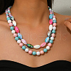 Acrylic Round Horse Eye Double Layer Beaded Necklaces for Women HK8812-1-2