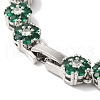 Rack Plating Brass Pave Cubic Zirconia Flower Link Necklaces for Women NJEW-B108-01P-05-3