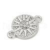 Brass Micro Pave Clear Cubic Zirconia Sun Connector Charms KK-P302-12P-2
