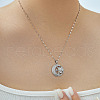 Retro Brass Pave Shiny Cubic Zirconia Moon Star Face Pendant Necklaces OX2652-1-1