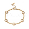 Plastic Pearl Flower Beaded Herringbone Chan Bracelet BJEW-G656-04G-1
