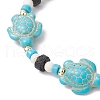 Synthetic Turquoise & Natural Lava Rock Beads Stretch Bracelets for Men Women BJEW-JB11988-02-3